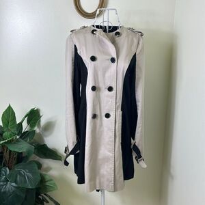 Topshop Black and Cream Trench Coat